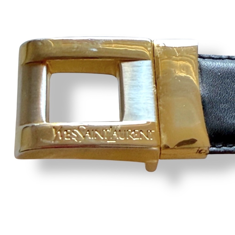 Yves Saint Laurent Vintage reversible belt black and brown gold buckle sz S- 44"